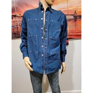 ICEBERG vintage Rare 6 Front Pockets Jacket Shirt Size M Men's Navy Blue #C